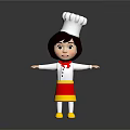 Cartoon Chef Girl Wearing Red White Yellow Outfit With Chef Hat And Open Arms