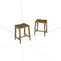 Wooden Stools With Simple Design Two Pieces Modern Style Solid Structure