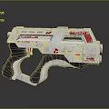 Futuristic Sci Fi Weapon Pistol With Silver Red Design And MACV2 EX5 Markings 3d model