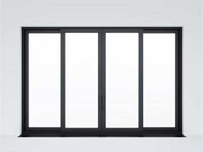 Modern Black Frame Four Panel Casement Window With Clear Glass Sleek Design 3d model