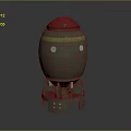 Artillery Weapon With Green Body Red Top Yellow Stripes Circular Holes and Red Base