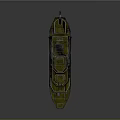 Brass Colored Military Ship Model With Turrets And Deck Structures