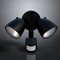 Black Dual Head Lighting Fixture Set with White Sensor and Modern Minimalist Design