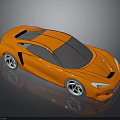 Orange Sleek Sports Car 3D Render With Shiny Body Black Windows And Alloy Wheels