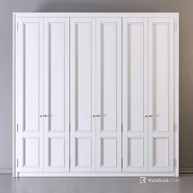 White Modern Minimalist Dresser With Multiple Doors And Sleek Design 3d model 
