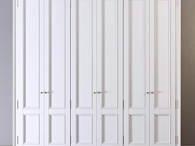 White Modern Minimalist Dresser With Multiple Doors And Sleek Design 3d model