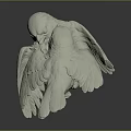 White Bird Sculptures As Flying Animals With Cuddling Pose And Spread Wings On Gray Background