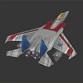 Pink White And Blue Modern Sleek Fighter Jet With Streamlined Wings Engines And Cockpit