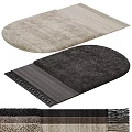 Stylish Shaped Rugs With Oval Design Beige Dark Gray Colors Soft Texture And Tassel Edges
