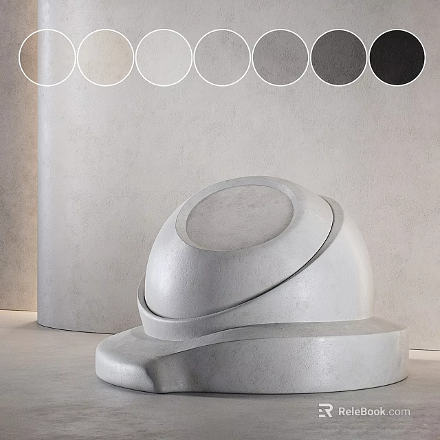 Light Colored Modern Floor Tiles With Round Color Swatches And Minimalist Accents 3d model 