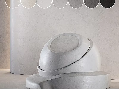Light Colored Modern Floor Tiles With Round Color Swatches And Minimalist Accents 3d model