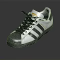 White Casual Sneakers With Black Stripes And Gray Laces For Daily Wear