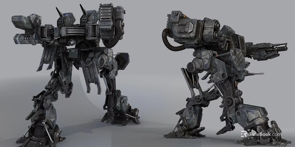 Intelligent Machines As Humanoid Robots With Complex Mechanical Structures And Metallic Armor 3d model 