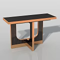 Modern Console Table With Black Wooden Top And Gold Metal Geometric Support Frame