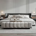 Elegant Modern Bedroom Interior With Bed Nightstands Pendant Lights Wardrobe And Cove Lighting Rug