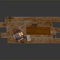 Brown Wooden Bookshelf With Stacked Books Small Stool And Wooden Floor Planks
