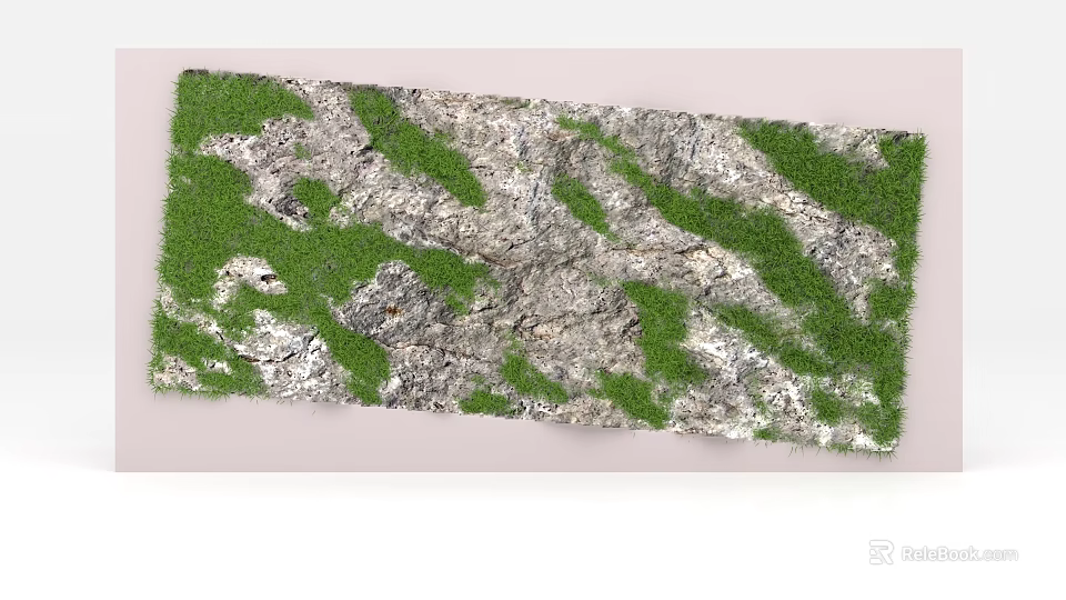 Natural Feature Wall Design With Green Grass And Gray Stone Texture 3d model 