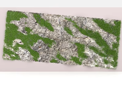 Natural Feature Wall Design With Green Grass And Gray Stone Texture 3d model