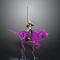 Purple Transparent Horse Shaped Furniture Decor With Armored Figurine And Spear