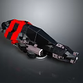 Futuristic Black And Red Mechanical Vehicle 3D Model With Angular Structure