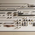 Various Home Cabinet And Door Handles Featuring Different Designs And Materials On 3d model