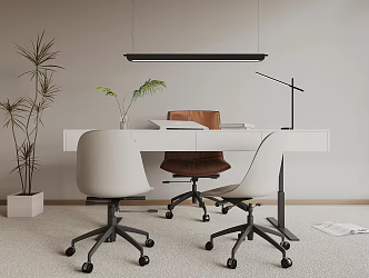modern office desk and chair 3d model