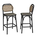 Modern Bar Stools With Black Frame Woven Backrest And Light Gray Seat 3d model