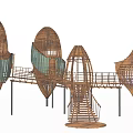 Unique Egg Shaped Modern Wooden House With Connected Bridges And Stairs