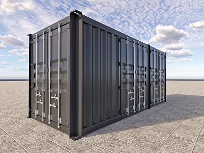 Heavy Duty Black Industrial Shipping Container With Durable Steel Build And Secure Locking Mechanism 3d model