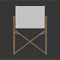 Wooden Frame Leisure Chair With White Canvas Seat And Backrest Cross Leg Design