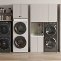 Modern Bathroom Cabinet Rack With Washing Machine Dryer And Sleek Storage Cabinets