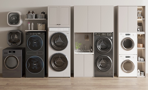 modern washing machine cabinet washer dryer 3d model