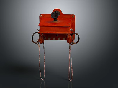 Red Digital Phone Accessory Holder With Chain Straps And Top Knob For Secure Smartphone Use 3d model