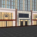 Traditional Chinese Style Hotel Building With High Rise Structure Symmetrical Facade And Golden Entrance Decorations