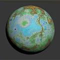 Vibrant Planetary Landscape Showcasing Green Blue Orange Surface With Natural Patterns