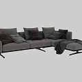 Gray Sectional Sofa With Multiple Decorative Pillows And Soft Throw Blanket For Modern Living Room
