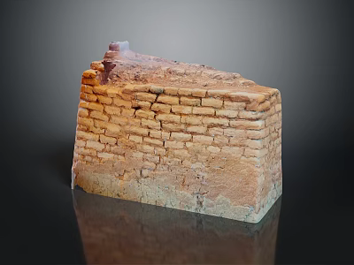 Ancient Brick Wall Ruin Structure With Earth Tone Bricks And Historical Architectural Details 3d model