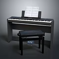 Stylish Digital Piano Setup With Music Stand Sheet Music And Piano Stool