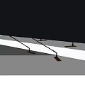 Four Professional Microphones With Black Poles And Square Brown Bases On Grey White Gradient Background