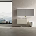 Sleek Modern Bathroom Vanity Cabinet With Mirror Sink And Toilet In Bright Space