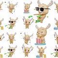 Cute Cartoon Fawn Hand Toy Ornaments Combination Creative Cartoon Fawn Fawn Front Desk Ornaments Cute Toys for Children to Play 3d model