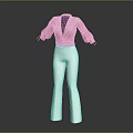Stylish Pink V Neck Long Sleeve Top With White High Waist Flared Pants