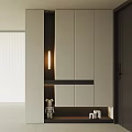 Modern Luxury Shoe Cabinet With Strip Lights And Minimalist Interior Design Setting
