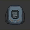 Futuristic Sci Fi Device With Metallic Casing Glowing Screen Digital Text And Blue Accents