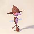Brown and Purple Cartoon Doll with Red Eyes Hat Shaped Head and Wings