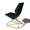 Modern Dark Blue Single Sofa with Gold Metal Legs and Sleek Design