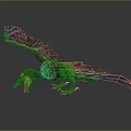 Fantasy Eagle Spreading Wings Flying With Red Claws Open Beak And Fiery Glowing Effects