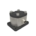 Industrial Mechanical Component With Silver Body Black Base Top Bolts And Threaded Port