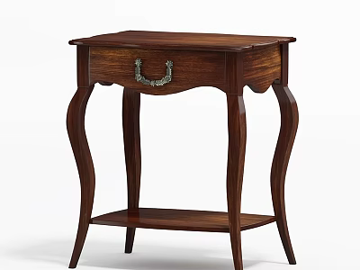 Wooden Drawer Chest With Single Drawer Curved Legs And Lower Shelf 3d model