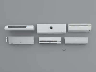 Various White Air Conditioner Fans With Modern Designs And Different Models 3d model